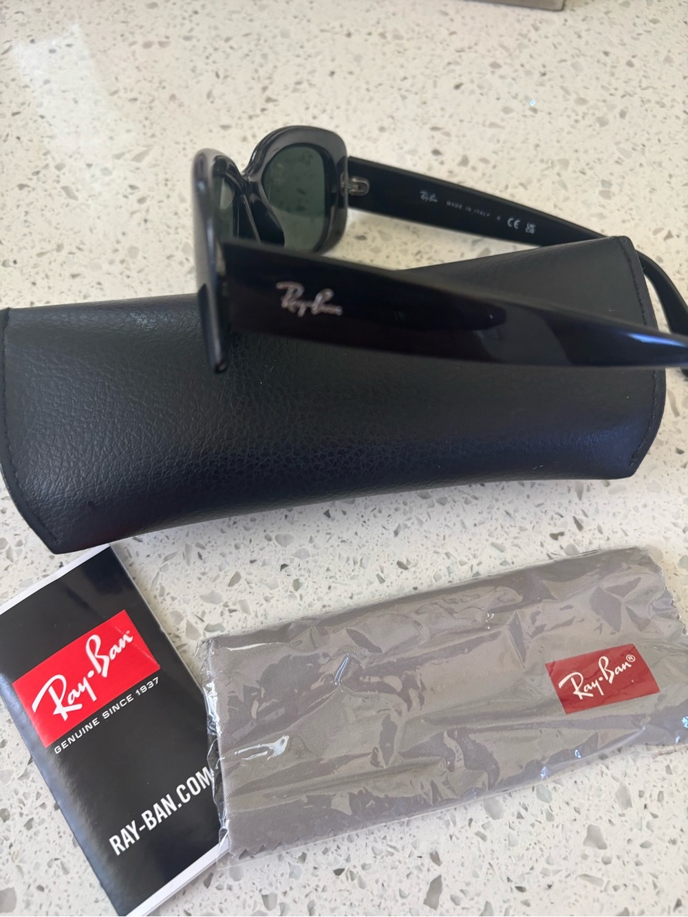 Ray-Ban Black Frame Sunglasses with Green Lenses - Picture 8 of 12